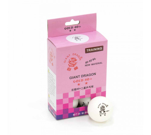 Мячи Dragon Training Gold 2* New (6 шт, бел.) в коробке