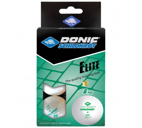 Мяч для настольного тенниса 1* Elite, белый 6 шт.